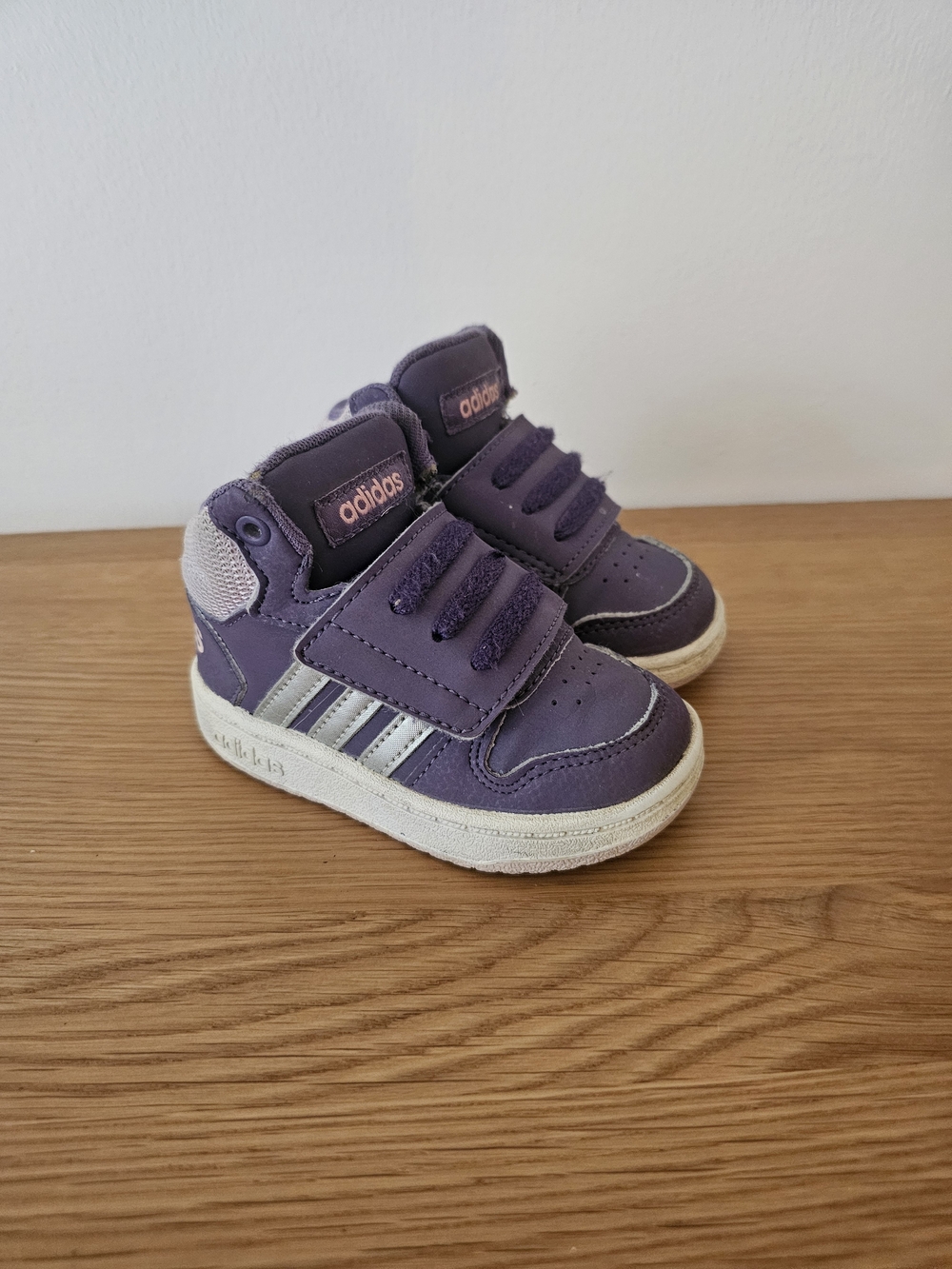 adidas Toddler Purple High-Top Sneakers Size 5 Baby Velcro